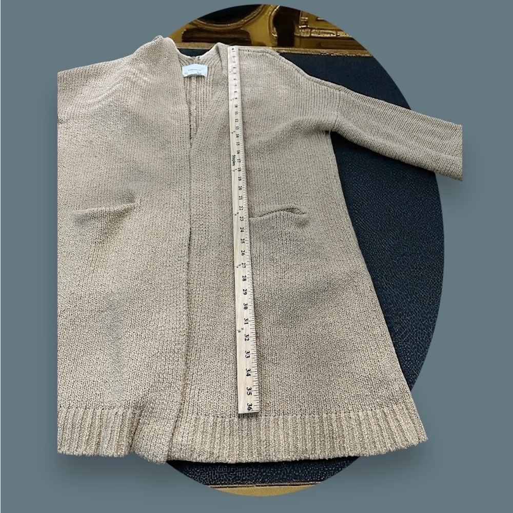 Anthropologie Long Line Knit Open Cardigan Sweater. Beige. Size: M 
(Oversized) - Picture 10 of 11